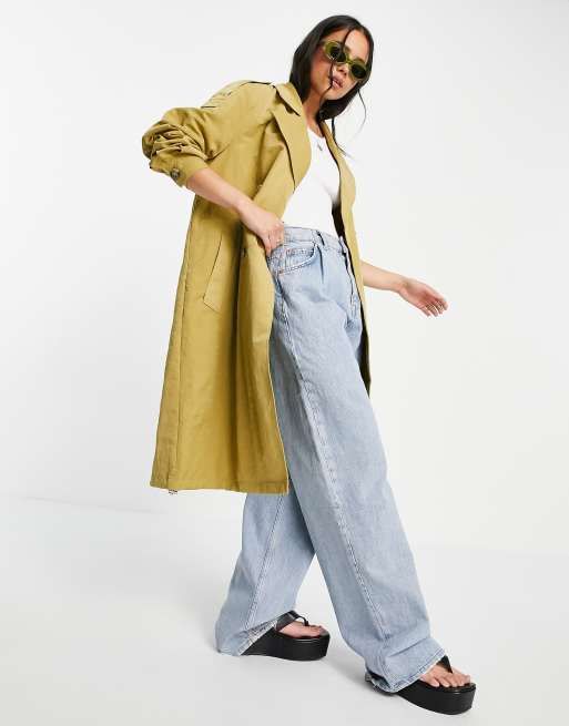Object – Zweireihiger Oversize-Trenchcoat in Ocker