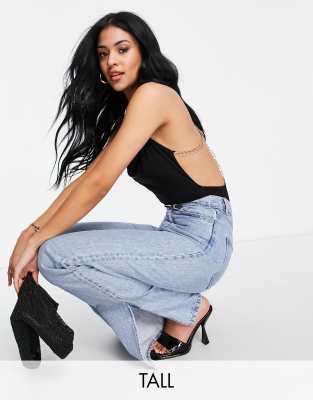 фото Облегающее боди черного цвета с цепочками missguided tall-черный