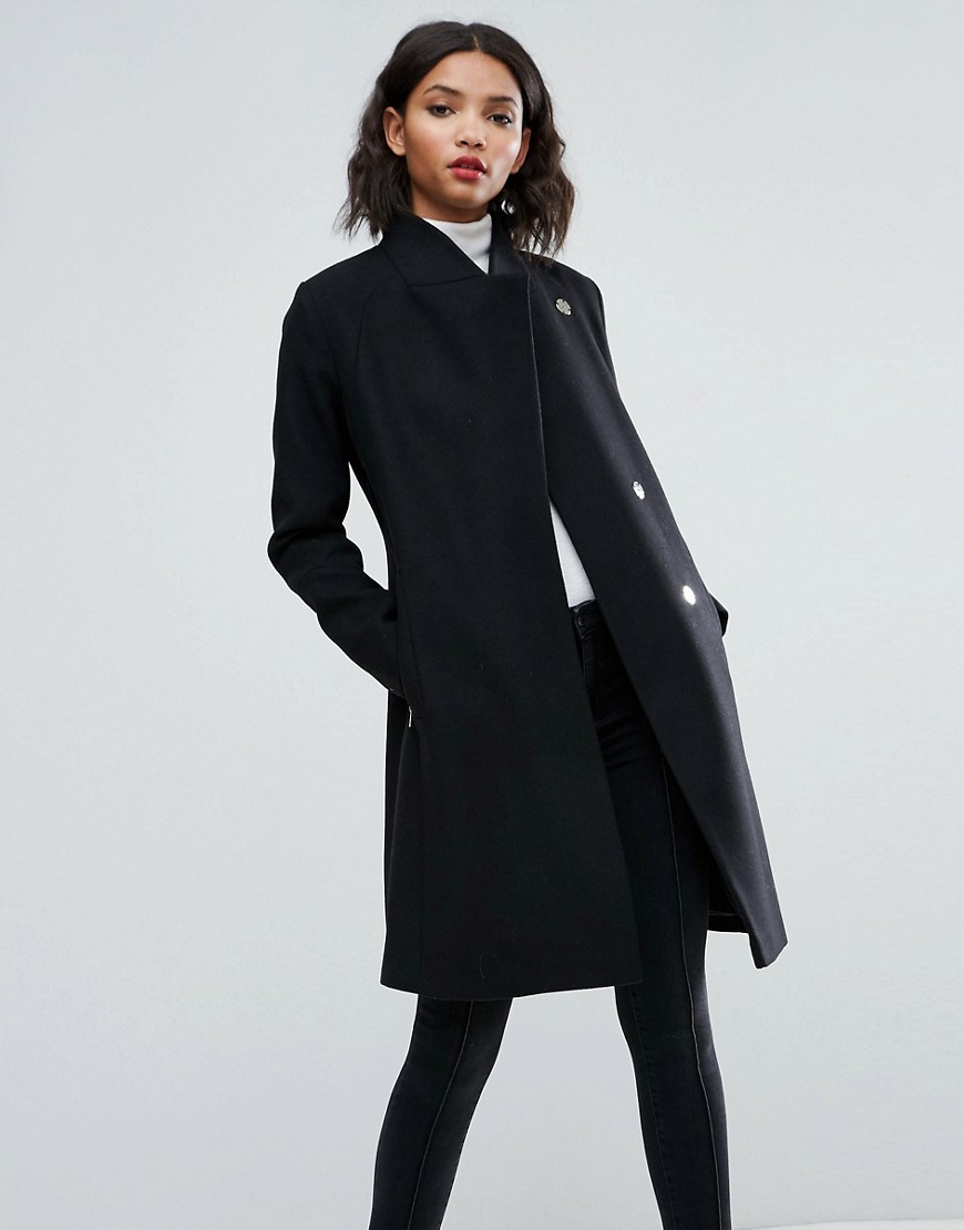 фото Облегающее пальто строгого кроя с воротником-стойкой asos-черный asos design