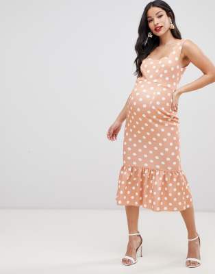 фото Облегающее платье миди в горошек asos design maternity-мульти asos maternity