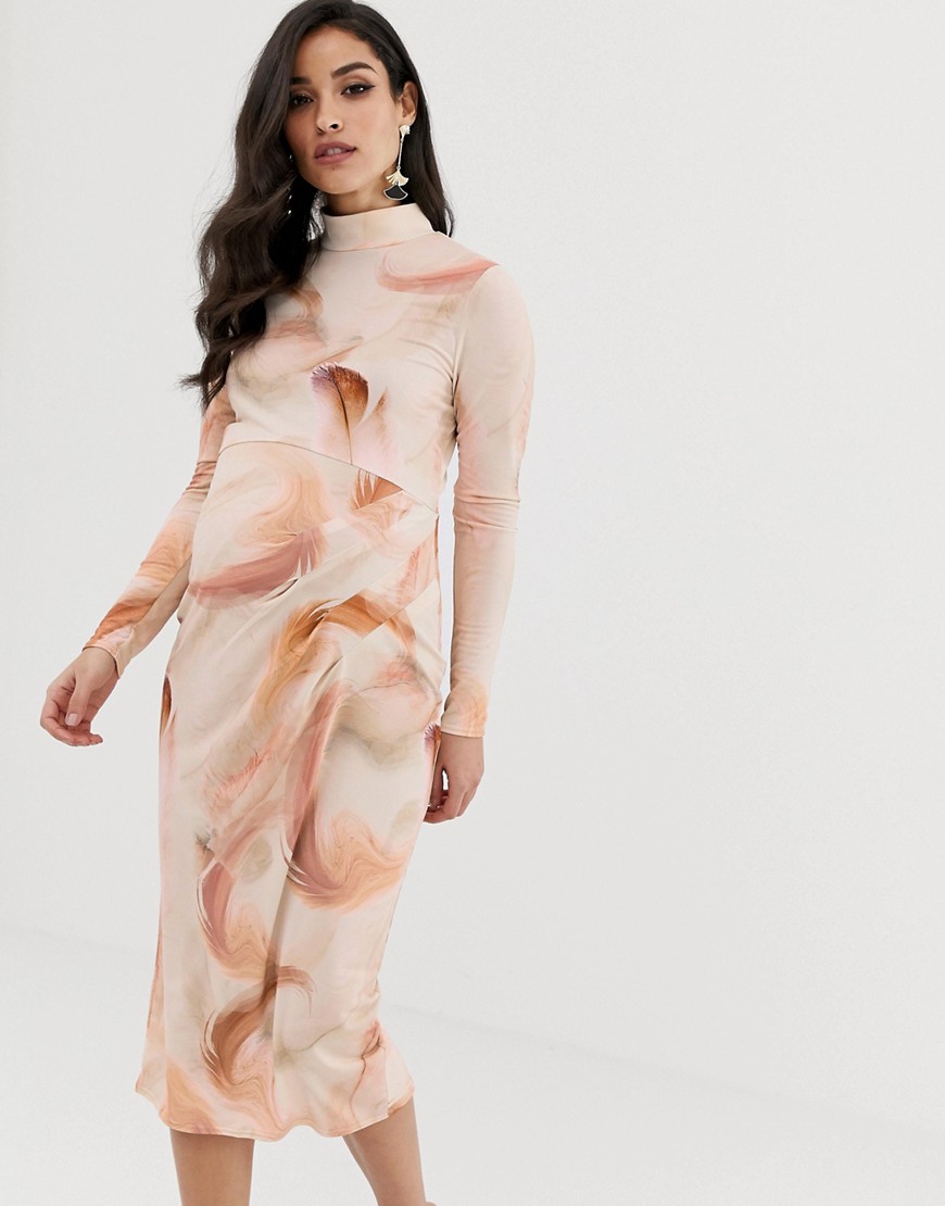 фото Облегающее платье с принтом перьев asos design maternity-мульти asos maternity