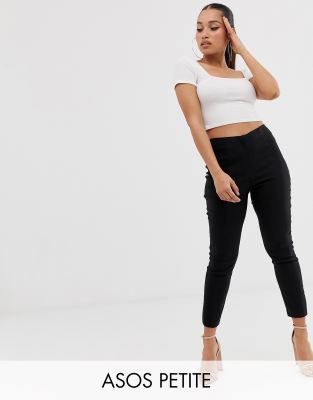 Брюки для миниатюрных Облегающие брюки с завышенной талией ASOS DESIGN Petite-Черный