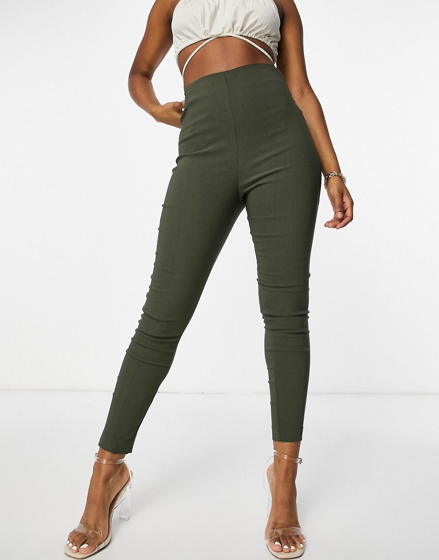 Облегающие брюки цвета хаки с завышенной талией ASOS DESIGN-Зеленый цвет