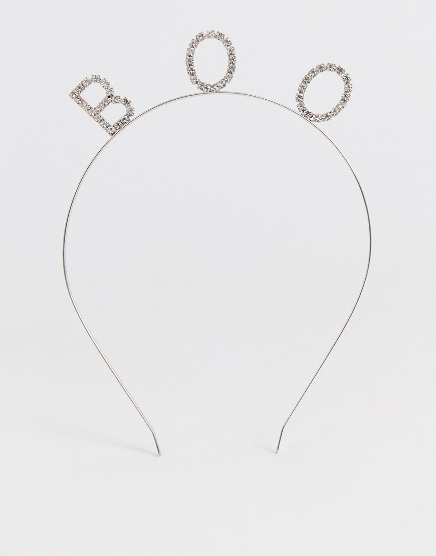 фото Ободок на голову для хэллоуина с надписью \"boo\" glamorous-серебряный