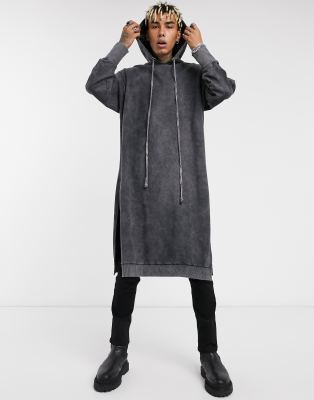 фото Очень удлиненный худи oversized выбеленного черного цвета asos design-черный