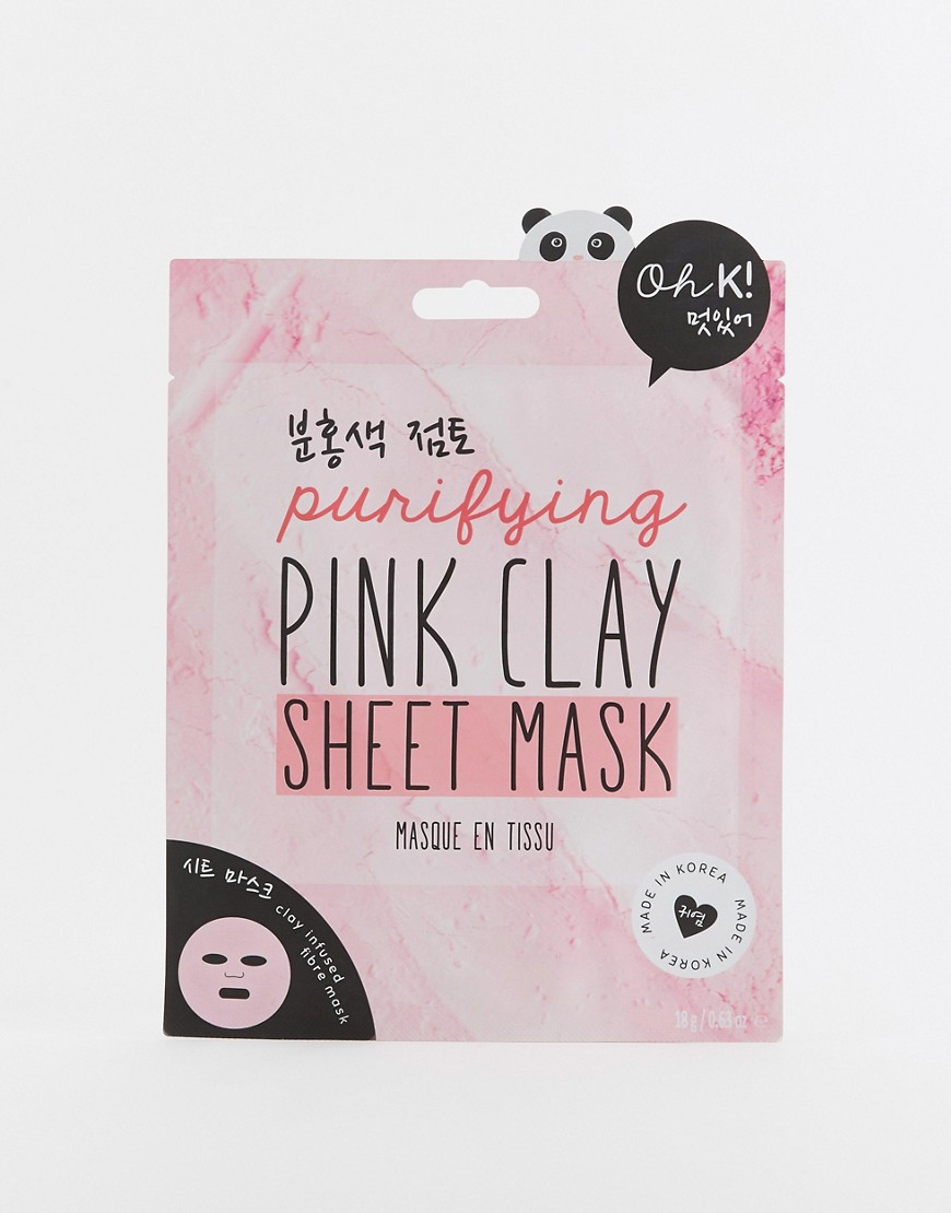фото Очищающая листовая маска для лица с добавлением розовой глины oh k!-бесцветный