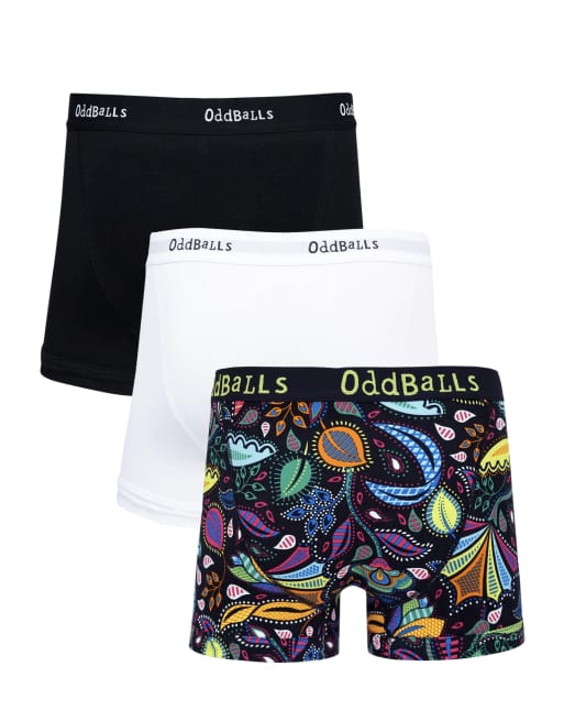 OddBalls 3 pack botanical floral and plain cotton boxers in multi - MULTI, 2 of 7