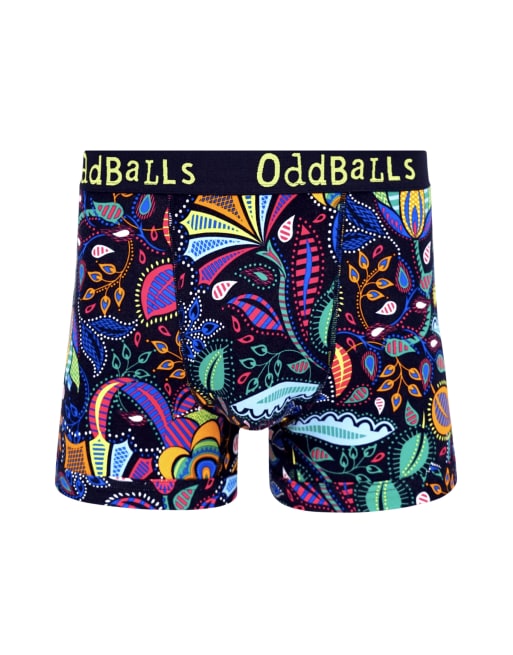 OddBalls 3 pack botanical floral and plain cotton boxers in multi - MULTI, 3 of 7