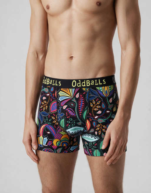 OddBalls 3 pack botanical floral and plain cotton boxers in multi - MULTI, 4 of 7