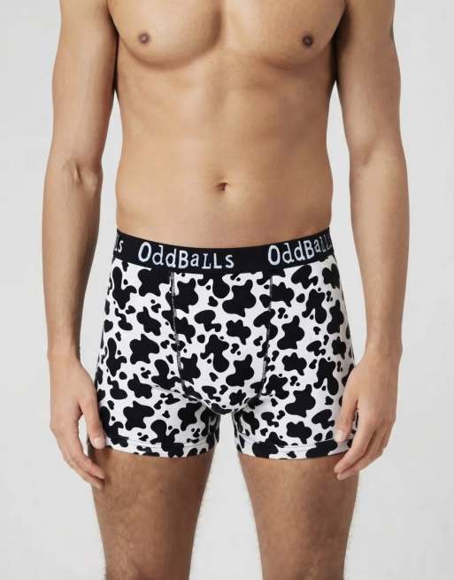 Oddballs 3 pack cotton boxer shorts in tartan, camo, cow print, 4 of 6
