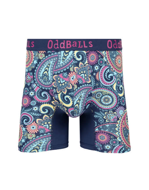 OddBalls 3 pack paisley, animal and wave print bamboo boxers in multi, 3 of 7
