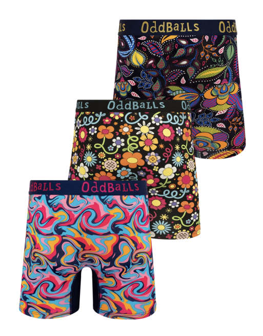 Oddballs 3 pack wave and floral bamboo boxers in multi, 2 of 7