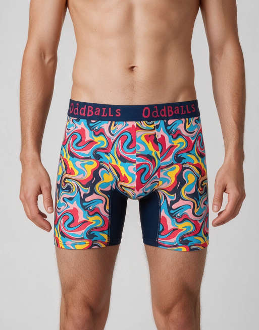 Oddballs 3 pack wave and floral bamboo boxers in multi, 7 of 7