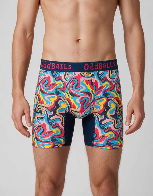 Oddballs 5 pack floral, camo and tartan bamboo boxer shorts in multi, 6 of 7