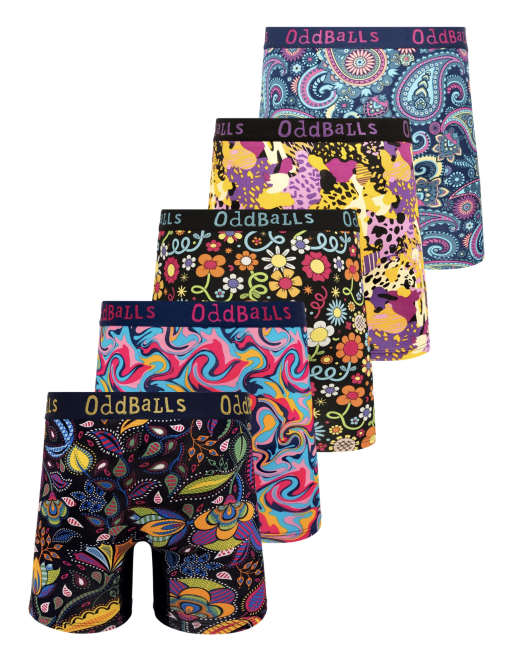 OddBalls 5 pack floral, wave, animal and paisley bamboo boxers in multi, 2 of 7