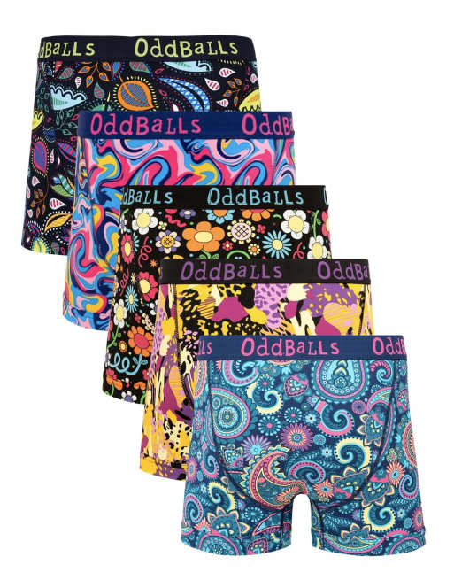 OddBalls 5 pack paisley, animal and floral print cotton boxers in multi - MULTI, 2 of 6