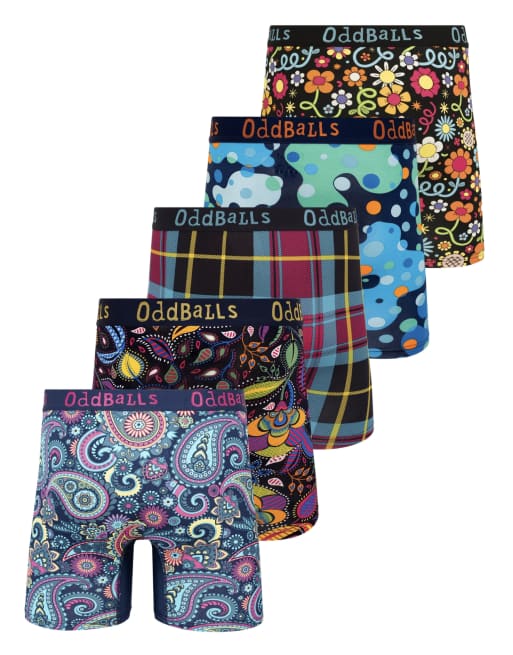 OddBalls 5 pack paisley, floral and tartan bamboo boxers in multi - MULTI, 2 of 7
