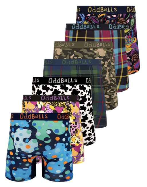 OddBalls 7 pack animal, tartan and floral bamboo boxer shorts in multi - MULTI, 2 of 7