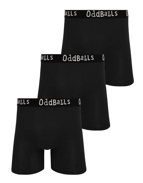 Oddballs Plain bamboo boxer shorts 3 pack in black - view 1