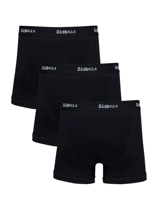 Oddballs Plain cotton boxer shorts 3 pack in black, 2 of 4
