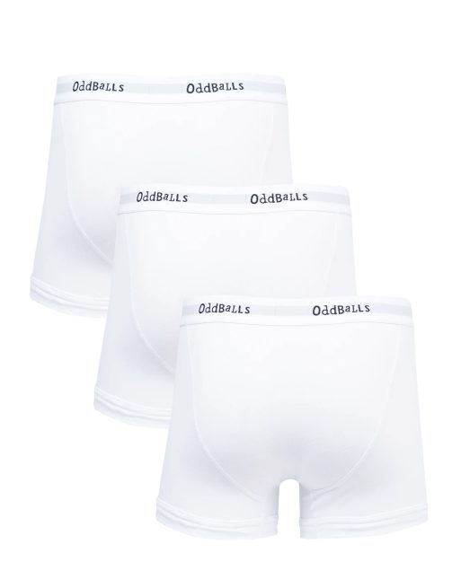 Oddballs Plain cotton boxer shorts 3 pack in white, 2 of 4
