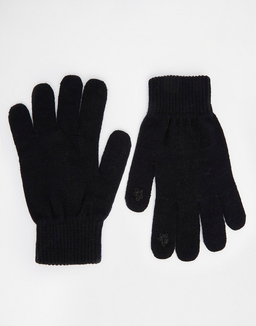 фото Однотонные перчатки asos touch screen-черный asos design