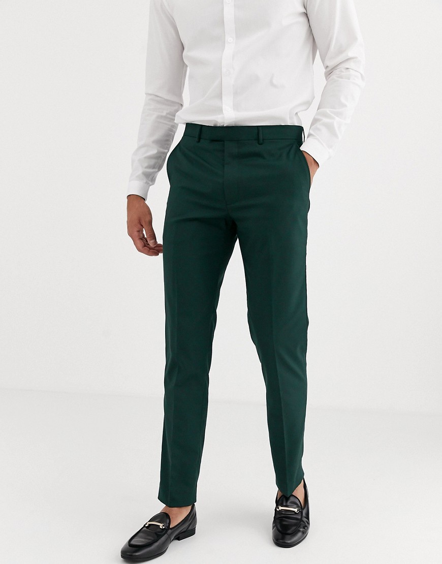 фото Однотонные приталенные брюки harry brown-зеленый