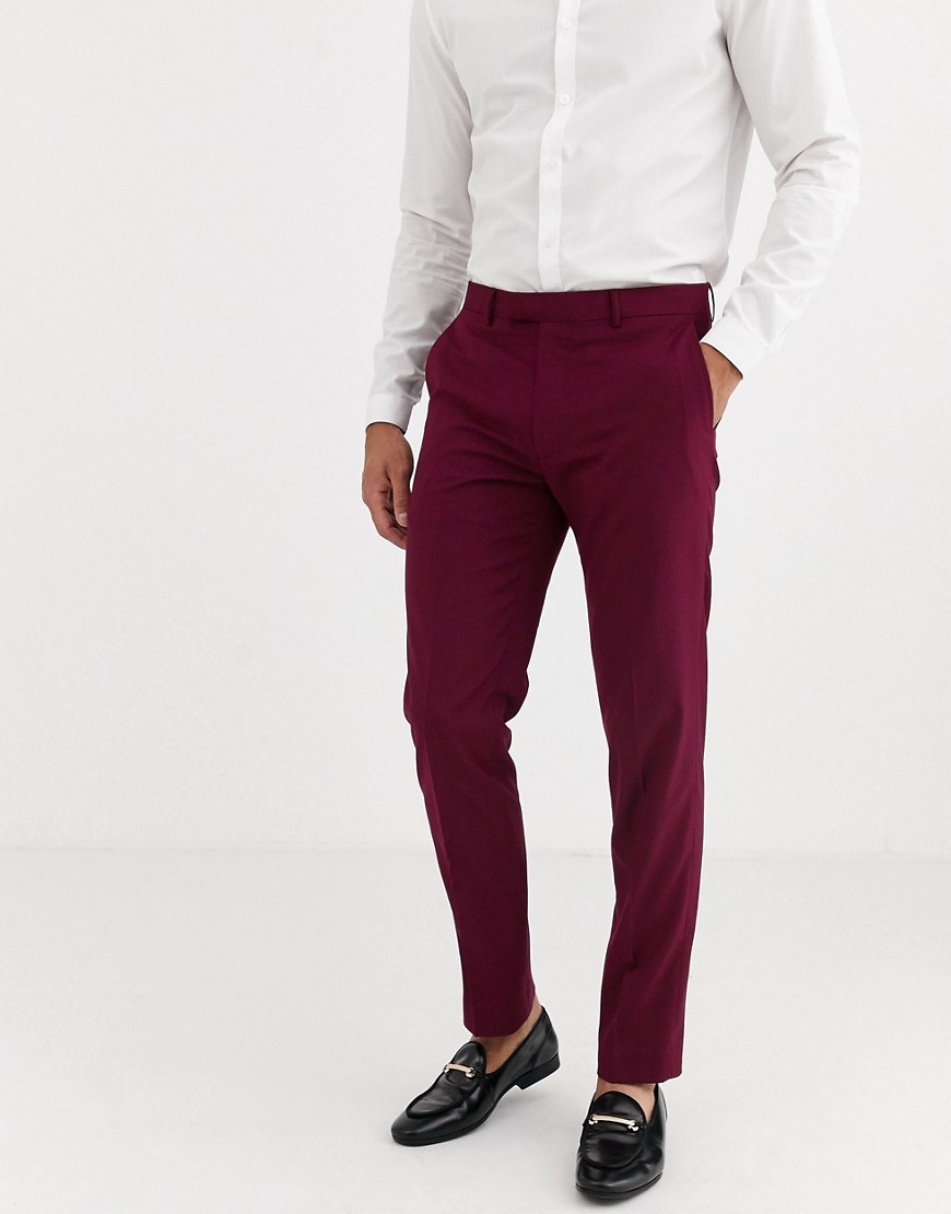 фото Однотонные приталенные брюки harry brown-фиолетовый