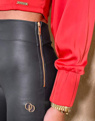 black pu skinny trousers