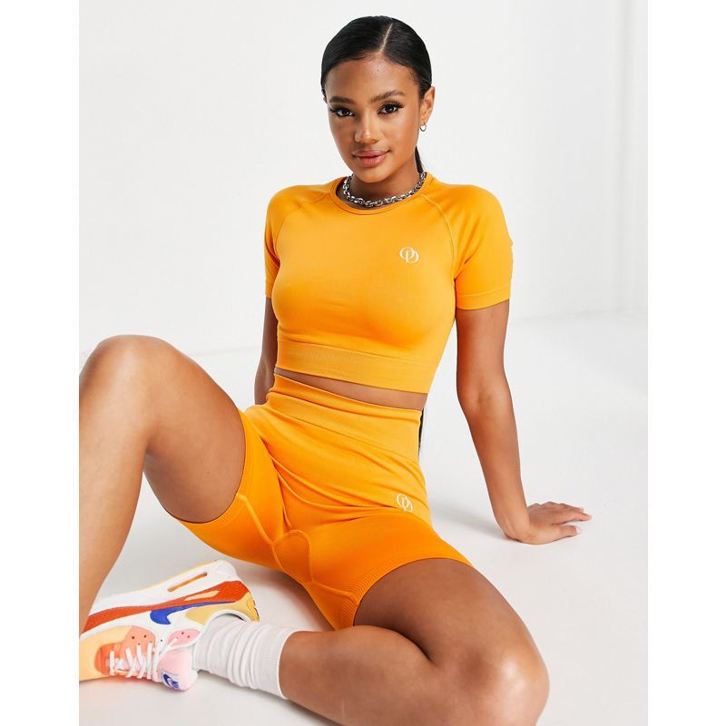 Donna Top ODolls Collection - Sportswear - Crop top arancione a maniche corte con finiture a contrasto