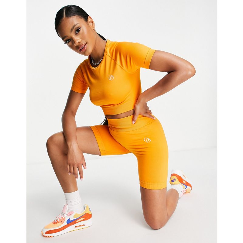 Donna Top ODolls Collection - Sportswear - Crop top arancione a maniche corte con finiture a contrasto