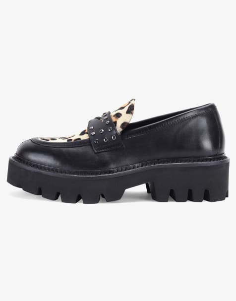 OFF THE HOOK ABBEY black leather anti slip stylish slip-on loafer shoes in black - view 1