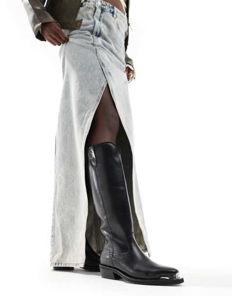 Off The Hook - Acton - Bottes montantes style motard en cuir - Noir - view 1