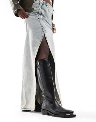  ACTON leather knee high biker boots  