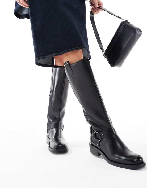 OFF THE HOOK 'ADDERSTONE' Block Heel Knee High Leather Boots in Black - view 1