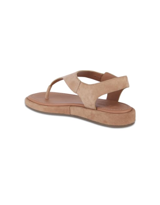 Off The Hook Adelie pu thong flat sandals in beige, 3 of 4
