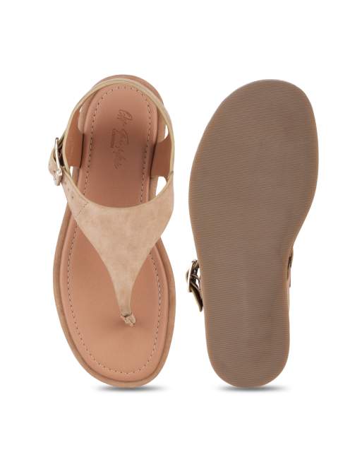 Off The Hook Adelie pu thong flat sandals in beige, 4 of 4