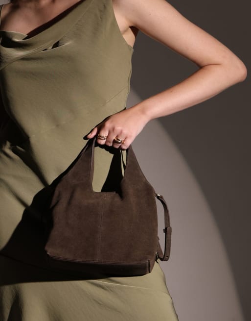 Off The Hook Alanis suede tote bag with shoulder strap in brown, 2 of 7