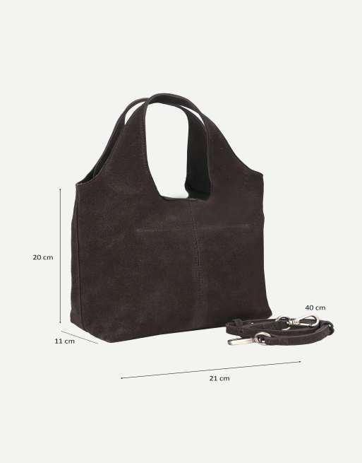 Off The Hook Alanis suede tote bag with shoulder strap in brown, 7 of 7
