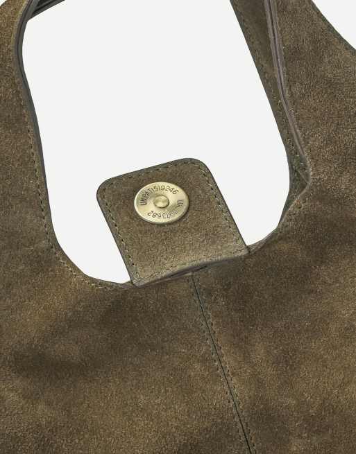 Off The Hook Alanis suede tote bag with shoulder strap in olive, 4 of 7