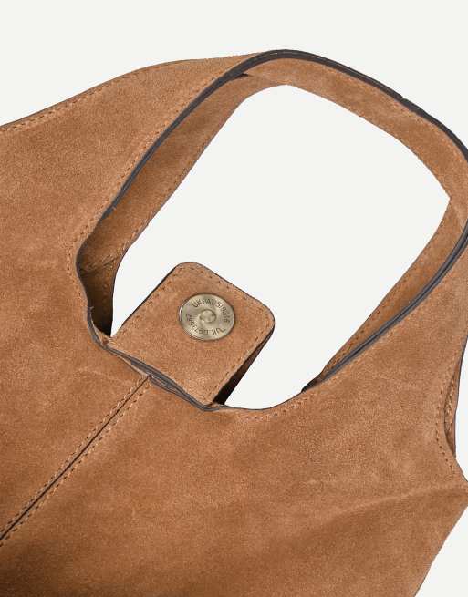 Off The Hook Alanis suede tote bag with shoulder strap in tan, 4 of 7