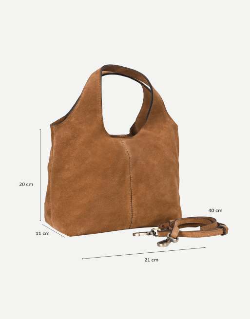 Off The Hook Alanis suede tote bag with shoulder strap in tan, 7 of 7