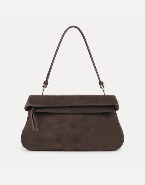 Off The Hook Amos suede fold over shoulder bag in brown - view 1