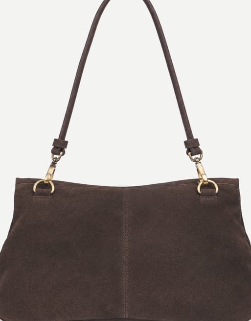 Off The Hook Amos suede fold over shoulder bag in brown, 4 of 7