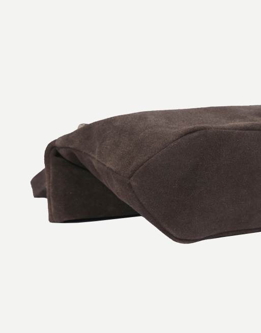 Off The Hook Amos suede fold over shoulder bag in brown, 5 of 7
