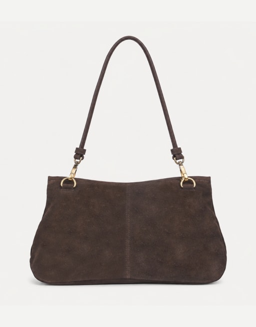 Off The Hook Amos suede fold over shoulder bag in brown, 6 of 7