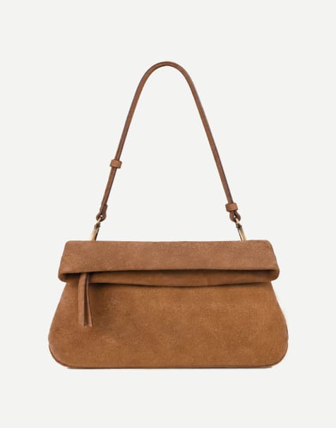 Off The Hook Amos suede fold over shoulder bag in tan - view 1