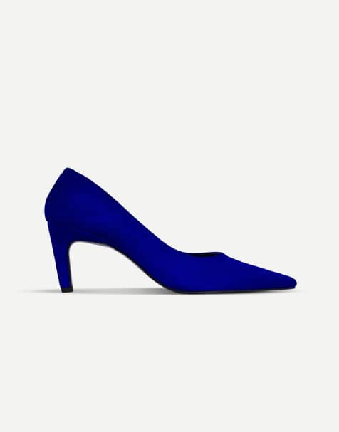 Off The Hook Andre pointed toe high heel court shoes in blue suede - view 1