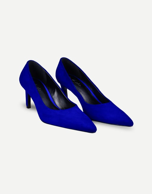 Off The Hook Andre pointed toe high heel court shoes in blue suede, 2 of 7
