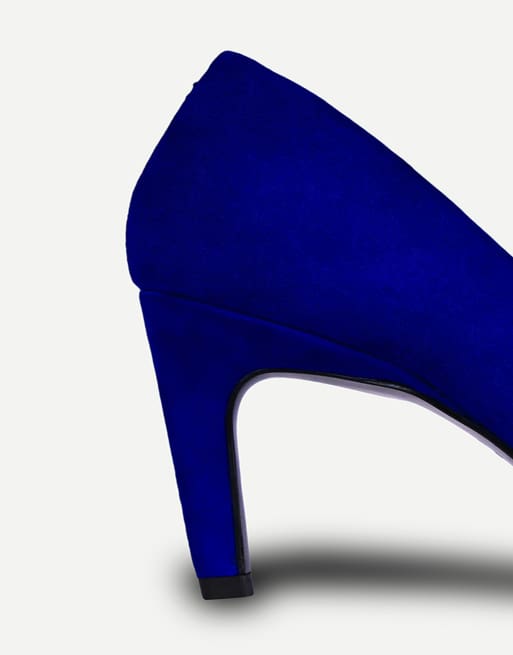 Off The Hook Andre pointed toe high heel court shoes in blue suede, 3 of 7